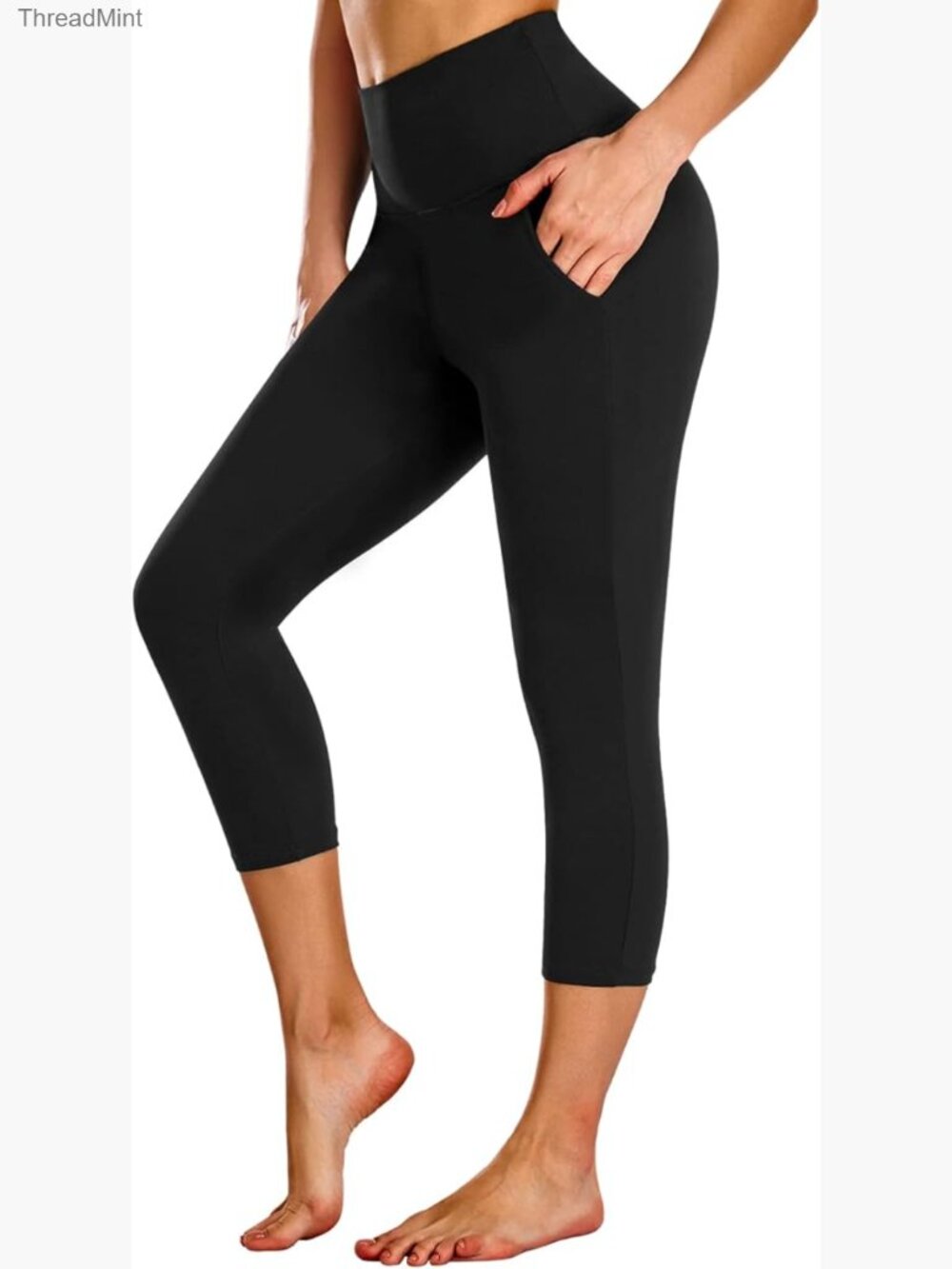 High Waisted Capri Leggings with Pockets, Tummy Control Yoga Pants